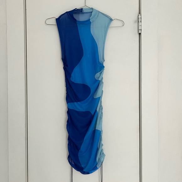 Mesh Ruched Drawstring Mini Dress - Picture 2 of 3